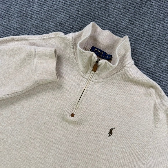 Polo Ralph Lauren Other - Polo Ralph Lauren Mens XL Quarter Zip Pullover Sweater Oatmeal Beige Cotton Pony